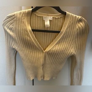 Ribbed button up crop top cardigan